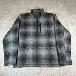 The North Face Gordon Lyons Mens Grey Plaid Quarter Zip Fleece Pullover Jacket L